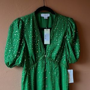 NWT, Never Fully Dressed, Green with Gold Stars Midi